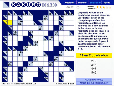 Kakuro-spanish