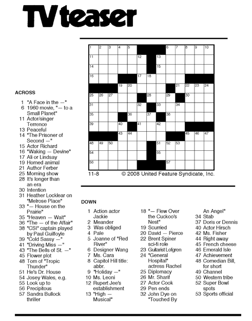 Movies Crossword Printable / Online tv giant crossword donnie darko