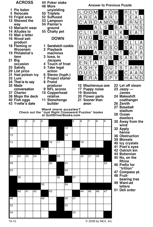 Printable Universal Crossword Puzzle Today / Andrews Mcmeel Syndication