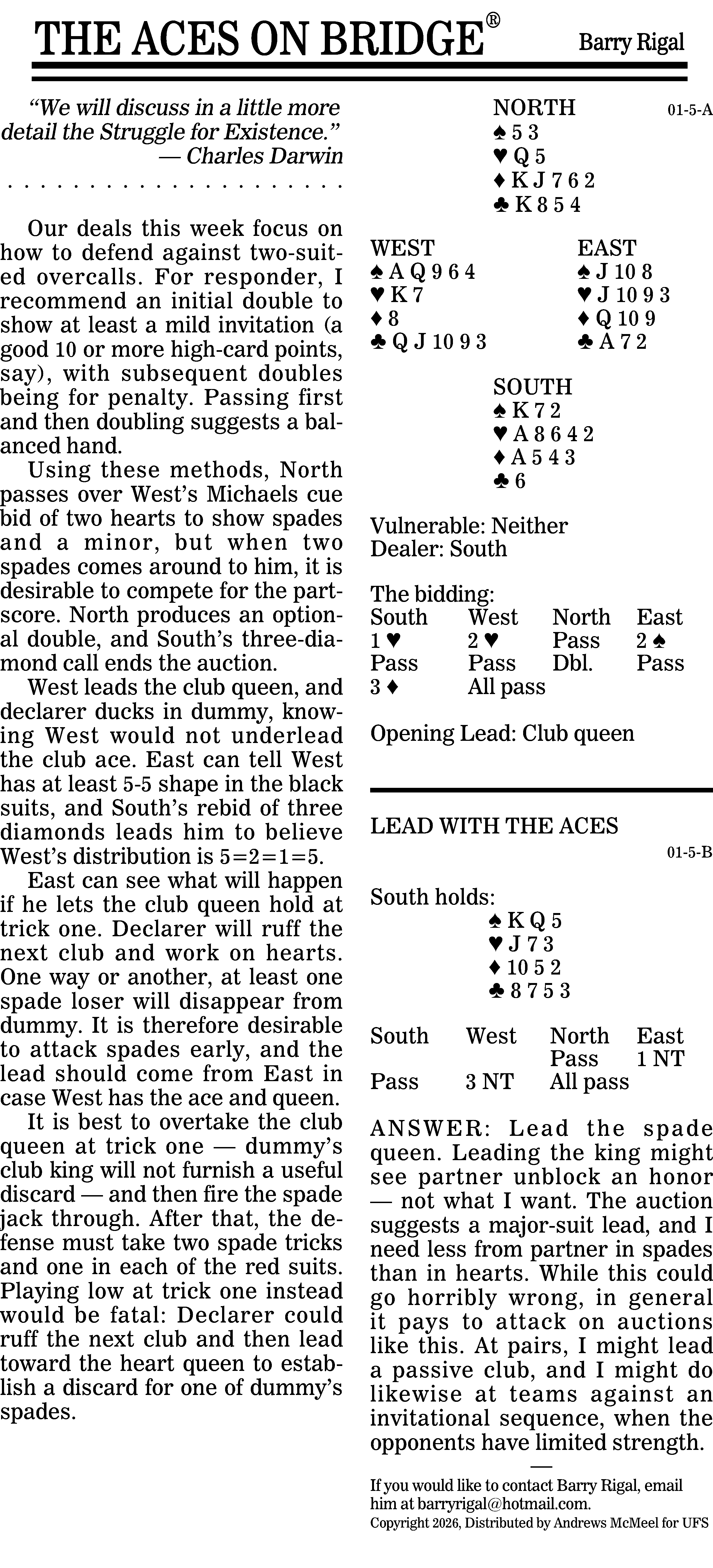 Alt text: A bridge article titled 