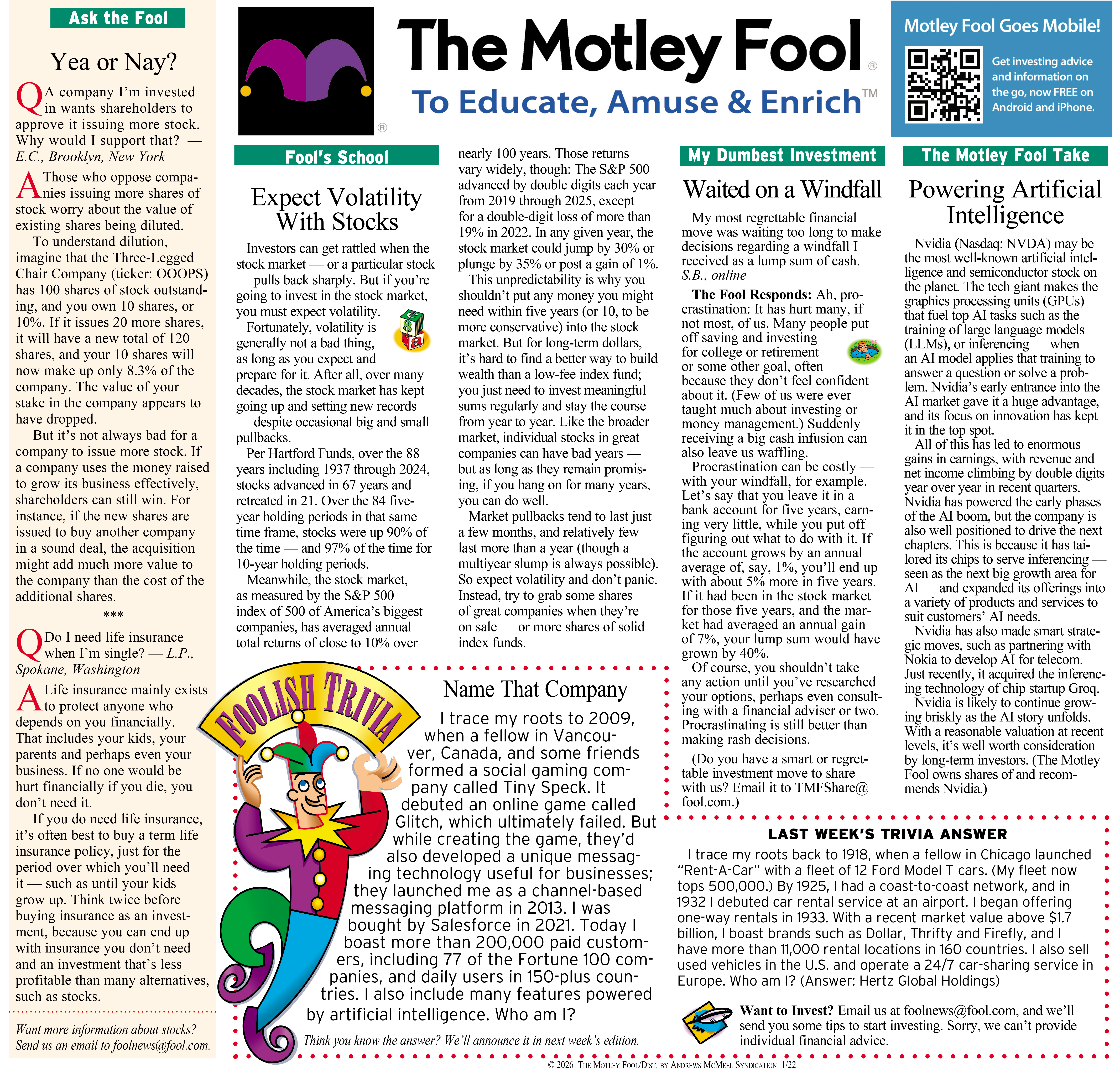Alt text: Illustration from The Motley Fool featuring a Q&A section titled 